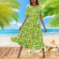 thumbnail image 1 of Viikei Summer Dresses Clearance,Women's Slim-Fit Short Sleeve Dress,Women's Flower Printing Casual Short Sleeve Crewneck Dress Casual Flowy Tiered Maxi Beach Dress Green XXL, 1 of 6