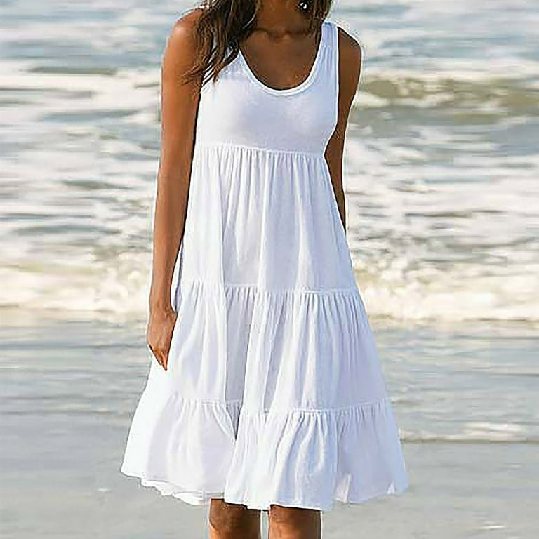 Viikei Summer Dresses for Women 2023 Plus Dresses for Women Plus Size Women  Dress Clearance Sale Plus Dresses for Women 2023 Fashion Holiday Summer  Solid Color Party Beach Dress 