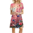 thumbnail image 1 of Viikei Summer Dresses for Women 2025,Casual Floral Print Short Sleeve Dress,Women's Short Sleeved Dress with Floral Print Round Neck Dress Multicolor M, 1 of 5