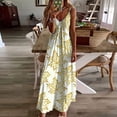 thumbnail image 1 of Viikei Summer Dresses for Women Clearance under $10,Women's Summer Print Casual Loose Sleevless V-Neck Dress Gold S, 1 of 5