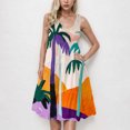 thumbnail image 1 of Viikei Summer Dresses for Women Sleeveless,Fashion Women's Sleeveless Round Neck Flower Print Fold Snug Beach Cake Dress Multicolor XL, 1 of 5