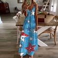 thumbnail image 1 of Viikei Summer Dresses for Women,Women's Summer Print Casual Loose Sleevless V-Neck Dress Blue XXL, 1 of 5