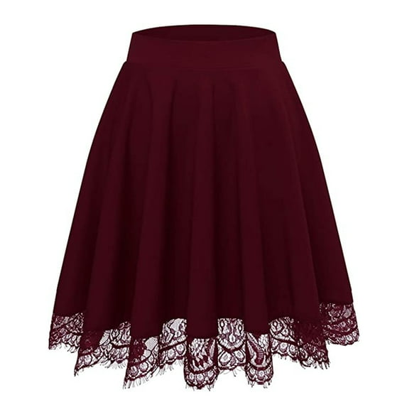 Viikei Summer Skirts for Women Skirts Clearance Sale Skirt Plus Size Basic Versatile Stretchy A-line Flared Casual Mini Skater Skirt