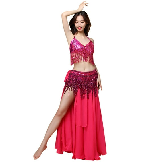 Viikei Summer Skirts for Women Skirts Clearance Sale Skirt Plus Size Belly Dance Costume Belt Skirt Hip Wrap Outfit Sequins Tassels Bead Scarf