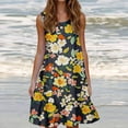 thumbnail image 1 of Viikei Summer Striped Boho Sleeveless Dress,Women's Fashion Holiday Summer Solid Color Sleeveless Party Beach Dress Yellow L, 1 of 6