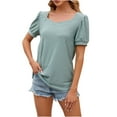 thumbnail image 1 of Viikei Summer Tops for Women 2025 Short Sleeves V-Neck Basic Tee Clearance Women's Fashion Casual Solid Color Short Sleeve V-Neck Blouses Shirts, 1 of 8
