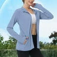 thumbnail image 1 of Viikei Summer Travel Essential Women's Lightweight UV Protective Blouse,Women's Casual Loose Solid Color Sunscreen Jacket Long Sleeved Hooded Casual Jacket Sky Blue XS, 1 of 8