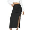 thumbnail image 1 of Viikei Summner Womens Skirts Knee Length Women's Split Knitted Slim Fashion Pleated Lace Up Sexy Hip Long Skirt, 1 of 5