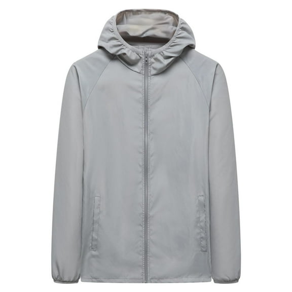 Viikei Sun Protection Lightweight Long Sleeve Hoodie,Women's Casual Loose Solid Color Sunscreen Jacket Long Sleeved Hooded Casual Jacket Gray XXXXL