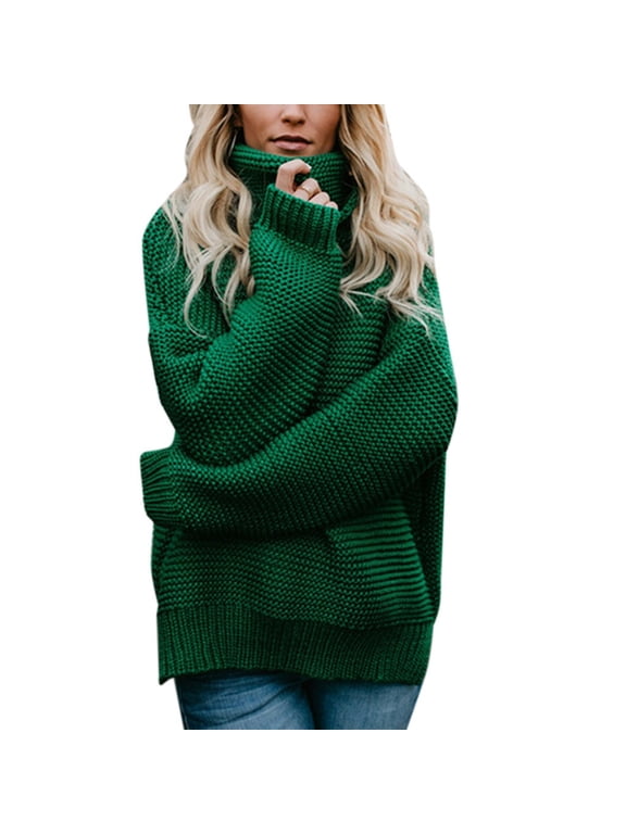 Sweaters for Women Clearance $5.00 Fall Sweaters for Women Women's Casualsolid Color Casual Thick Line Long Sleeve Turtleneck Sweater