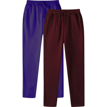 Viikei Sweatpants for Men Open Bottom,Men's Fashion Drawstring Elastic Waist Solid Color Casual Sweat Length Pants 2 PC Purple S