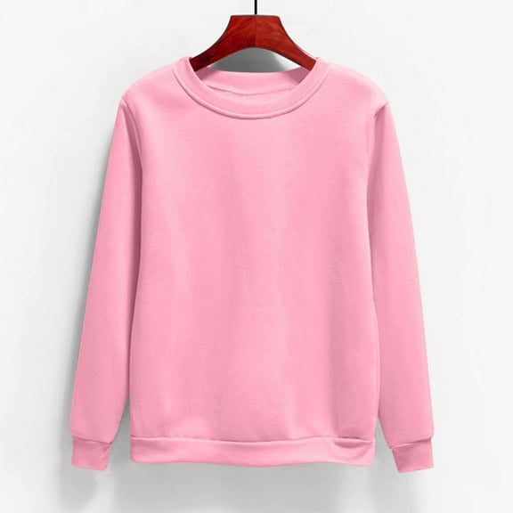 Summer Tops for Women Viikei Sweatshirts for Women Plus Size,Long Sleeve Womens Tops,Women's Oversized Round Neck Sweatshirts Long Sleeve Turtleneck Velvet Sweatshirt Pink XXXL