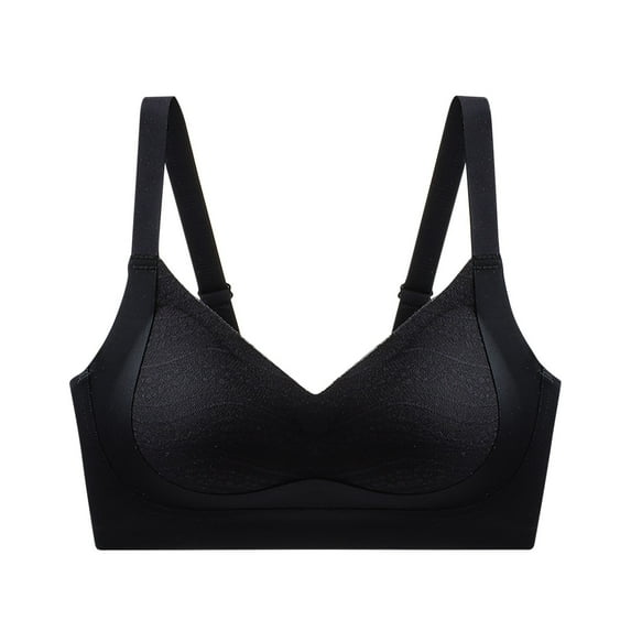 Viikei T-Shirt Bra Seamless Invisible Underwear,Women's Solid Color Seamless Nude Lifting Soft Support Bra for Women Everyday Bras Black L