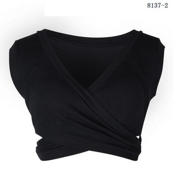Viikei Tank Top for Women Sleeveless Tops Plus Size Fashion Casual Solid Color Bottom Strap V-Neck Navel Revealing Vest