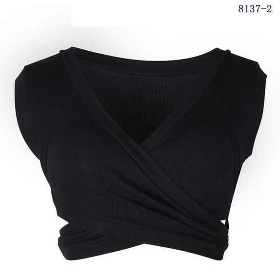 Viikei Tank Top for Women Sleeveless Tops Plus Size Fashion Casual Solid Color Bottom Strap V-Neck Navel Revealing Vest