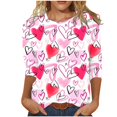 thumbnail image 1 of Viikei Valentines Day Womens Clothing Womens Valentines Shirts Women's Fashion Printed Loose T-shirt 3/4 Sleeves Blouse Round Neck Casual Tops, 1 of 5