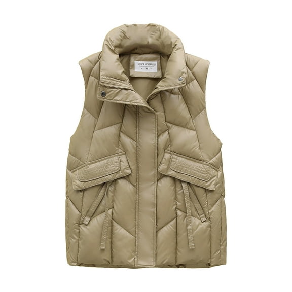 Viikei Winter Coats for Women Fashion Women Pocket Coat Jacket Winter Sleeveless Down Cotton Waistcoat