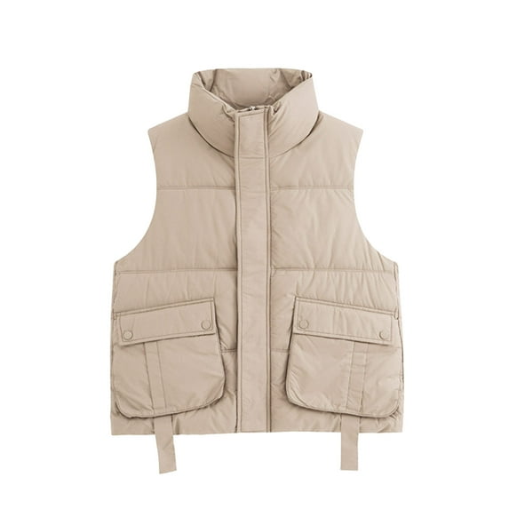 Viikei Winter Coats for Women Fashion Women Pocket Coat Long Jacket Winter Sleeveless Down Cotton Waistcoat