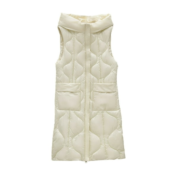 Viikei Winter Coats for Women Fashion Women Pocket Coat Long Jacket Winter Sleeveless Down Cotton Waistcoat