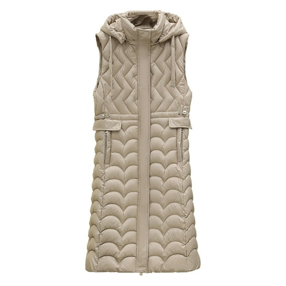 Viikei Winter Coats for Women Fashion Women Pocket Coat Long Jacket Winter Sleeveless Down Cotton Waistcoat