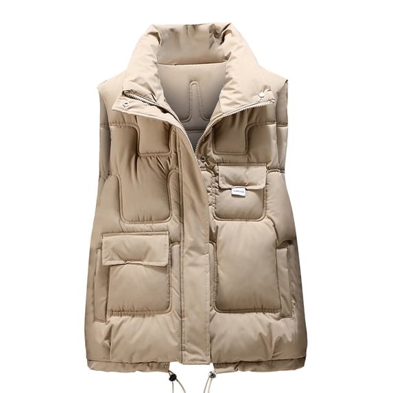 Viikei Winter Coats for Women Fashion Women Pocket Coat Long Jacket Winter Sleeveless Down Cotton Waistcoat