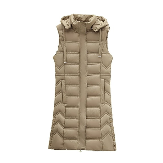Viikei Winter Coats for Women Fashion Women Pocket Coat Long Jacket Winter Sleeveless Down Cotton Waistcoat