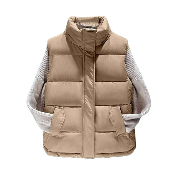 Viikei Winter Coats for Women Fashion Women Pocket Coat Long Jacket Winter Sleeveless Down Cotton Waistcoat
