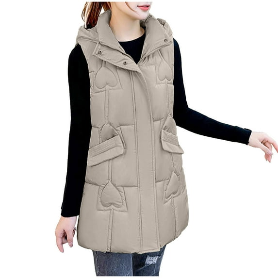 Viikei Winter Coats for Women Fashion Women Pocket Coat Long Jacket Winter Sleeveless Down Cotton Waistcoat