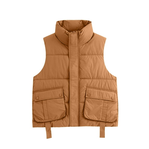 Viikei Winter Coats for Women Fashion Women Pocket Coat Long Jacket Winter Sleeveless Down Cotton Waistcoat
