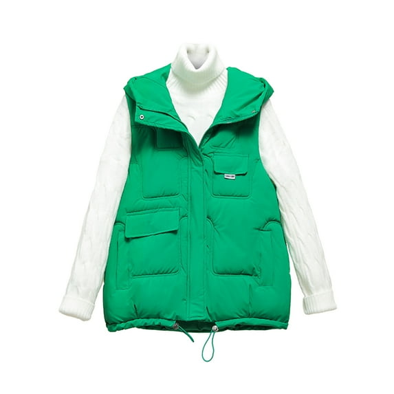 Viikei Winter Coats for Women Fashion Women Pocket Coat Long Jacket Winter Sleeveless Down Cotton Waistcoat