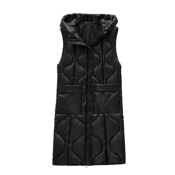 Viikei Winter Coats for Women Fashion Women Pocket Coat Long Jacket Winter Sleeveless Down Cotton Waistcoat