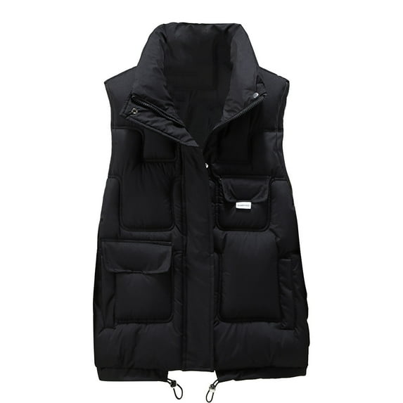 Viikei Winter Coats for Women Fashion Women Pocket Coat Long Jacket Winter Sleeveless Down Cotton Waistcoat