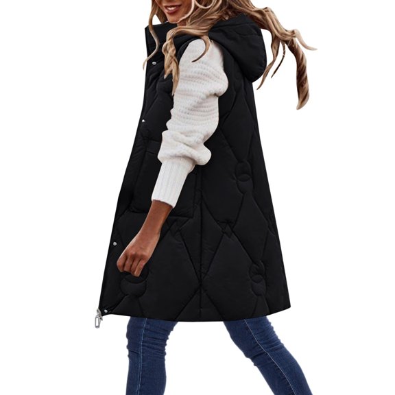 Viikei Winter Coats for Women Fashion Women Pocket Coat Long Jacket Winter Sleeveless Down Waistcoat