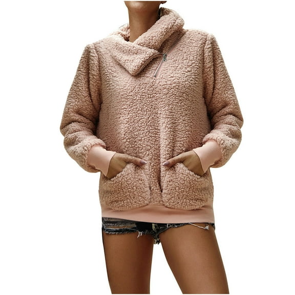 Viikei Winter Coats for Women Fashion Womens Warm Jacket Winter Zipper Solid Long Sleeve Sweatshirt