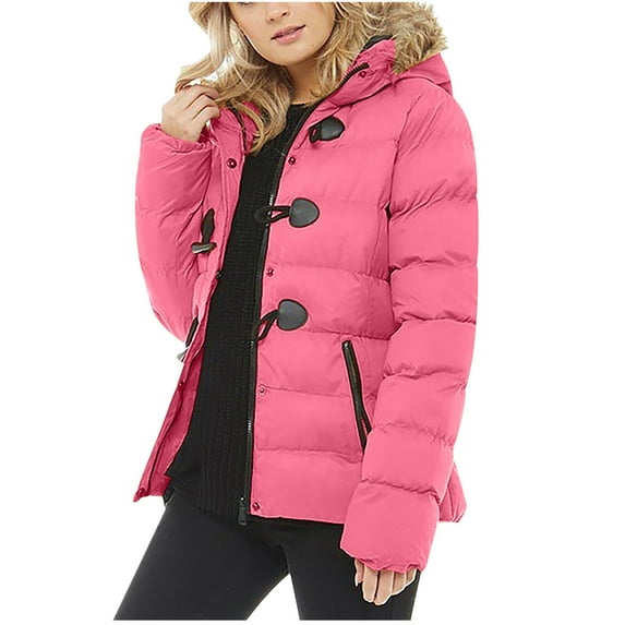 Viikei Winter Coats for Women Women Hooded Zippers Solid Medium and Long Term Loose Long Sleeve Warm Blouse Coat Jackets