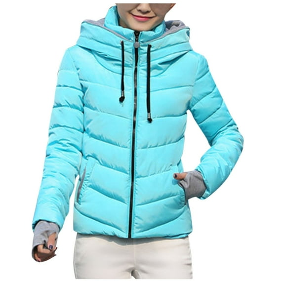 Viikei Winter Coats for Women Women Thick Outerwear Hooded Coat Short Slim Cotton-padded Jackets