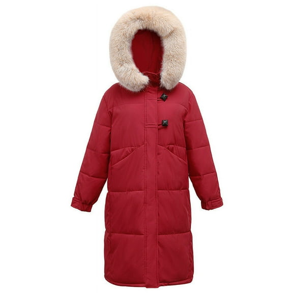 Viikei Winter Coats for Women Women Warm Pocket Coat Turn Down Collar Long Jacket Winter Down Parkas