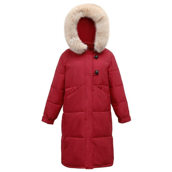 Viikei Winter Coats for Women Women Warm Pocket Coat Turn Down Collar Long Jacket Winter Down Parkas