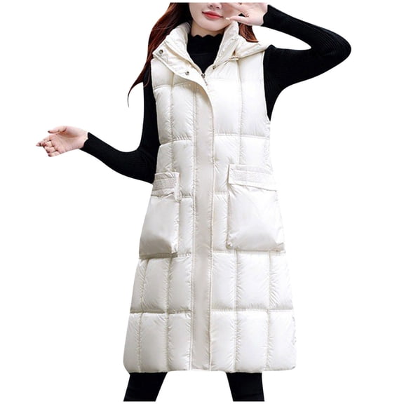 Viikei Winter Coats for Women Women's Fashion Winter Keep Warm Top Hooded Outwear Thickening Coat Vest Above Knee Parkas