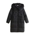 thumbnail image 1 of Viikei Winter Coats for Women Women's Solid Color Cotton Dress New Winter Medium Long Thick Warm Zipper Coat Collar Clip Down Belt Collar Coat, 1 of 3