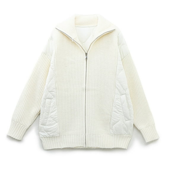 Viikei Winter Coats for Women Women's Winter Cotton-Padded Jacket with High Neck Loose Patchwork Cotton-Padded Jacket