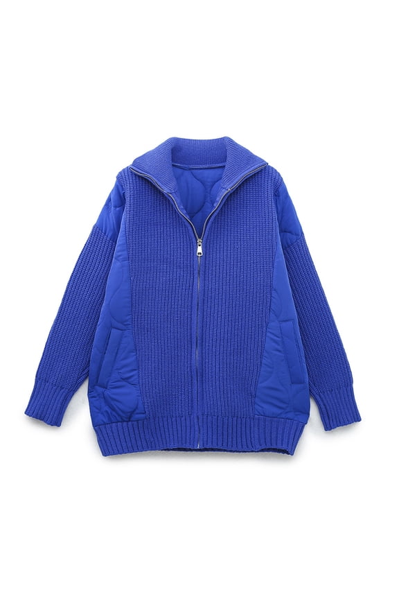 Winter Coats for Women Women's Winter Cotton-Padded Jacket with High Neck Loose Patchwork Cotton-Padded Jacket