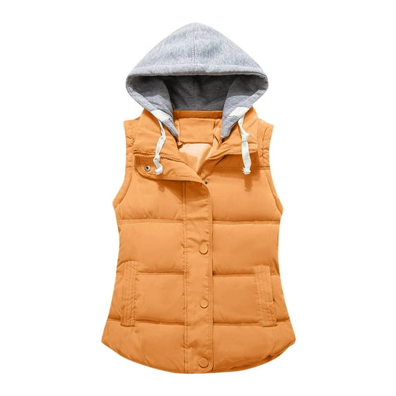 Viikei Winter Jackets Women Cotton Jacket for Women Women Plus Size Jackets and Coats Winter Warm Fashion Solid Hooded Cotton Jacket Vest
