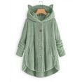 thumbnail image 1 of Viikei Winter Overcoats for Women,Fashion Women's Button V-Neck Pullover Tops Long Sleeve Hooded Blouse Coat Green XXL, 1 of 4