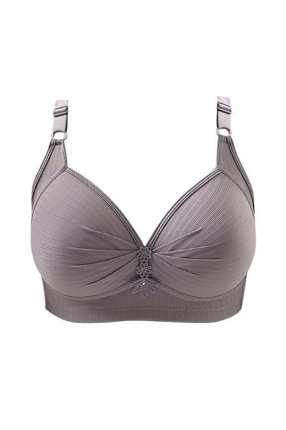 Woman's Printing Gathered Together Large Size Daily Bra Underwear No Rims