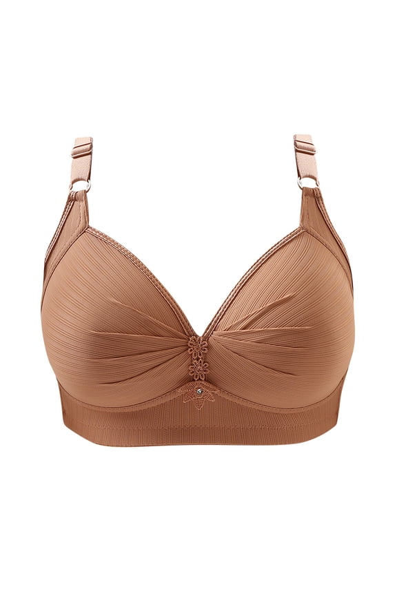 Woman's Printing Gathered Together Large Size Daily Bra Underwear No Rims