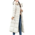 thumbnail image 1 of Viikei Women Coats Clearance Down Jackets for Women Cotton Coats Womens Casual Hooded Faux Plush Brim of a Hat Solid Thicker Winter Long Slim Down Jacket Coat, 1 of 4