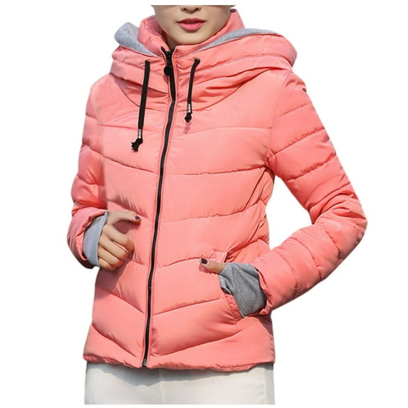 Viikei Women Coats Clearance Down Jackets for Women Cotton Coats Womens Hoodie Outwear Pocket Solid Warm Down Jacket Coat