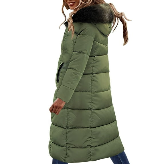 Viikei Women Coats Clearance Down Jackets for Women Cotton Coats Womens Casual Hooded Solid Faux Plush Brim of a Hat Solid Thicker Winter Slim Down Jacket Coat