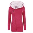thumbnail image 1 of Viikei Women Coats Clearance Women's Autumn and Winter Thickened Plush Medium Long Hooded Slim Zipper Casual Sweater Coat, 1 of 4